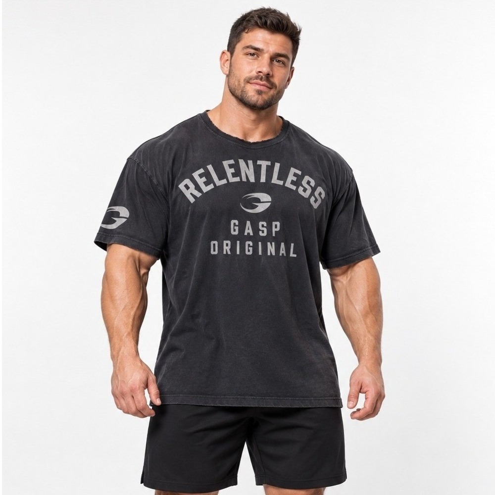 GASP Relentless Skull Graphic Training Tee XXL Black Distressed Bodybuilding Gym